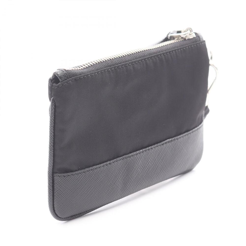 Prada SAFFIANO Black Leather Wallet TESSUTO Coin Black